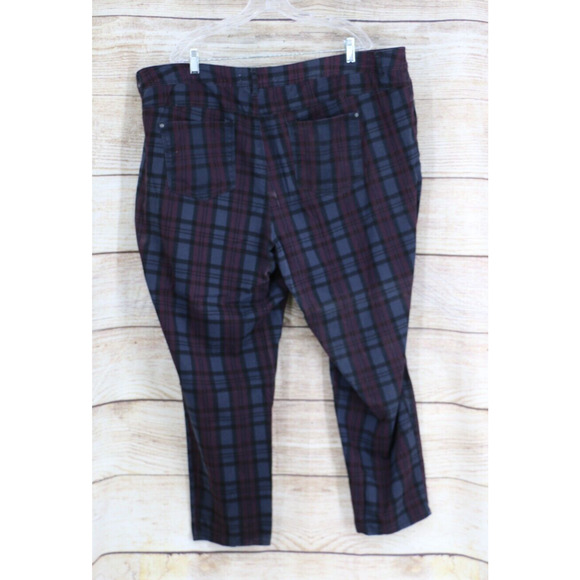 Cato EST 1946 Womens Plus Size 24W Curvy Plaid Pants 29" Inseam Gray Maroon - Picture 8 of 10
